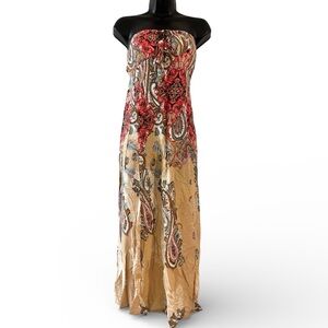 Elegant Paisley Strapless Dress